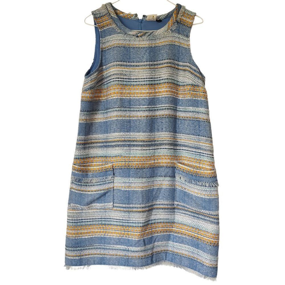Anthropologie Akemi + Kin Women's 4P Blue Yellow Woven Shift Sleeveless Dress